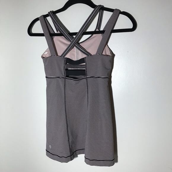 Lululemon happy strappy criss cross tank top 4 pink black striped athleisure - Picture 3 of 10
